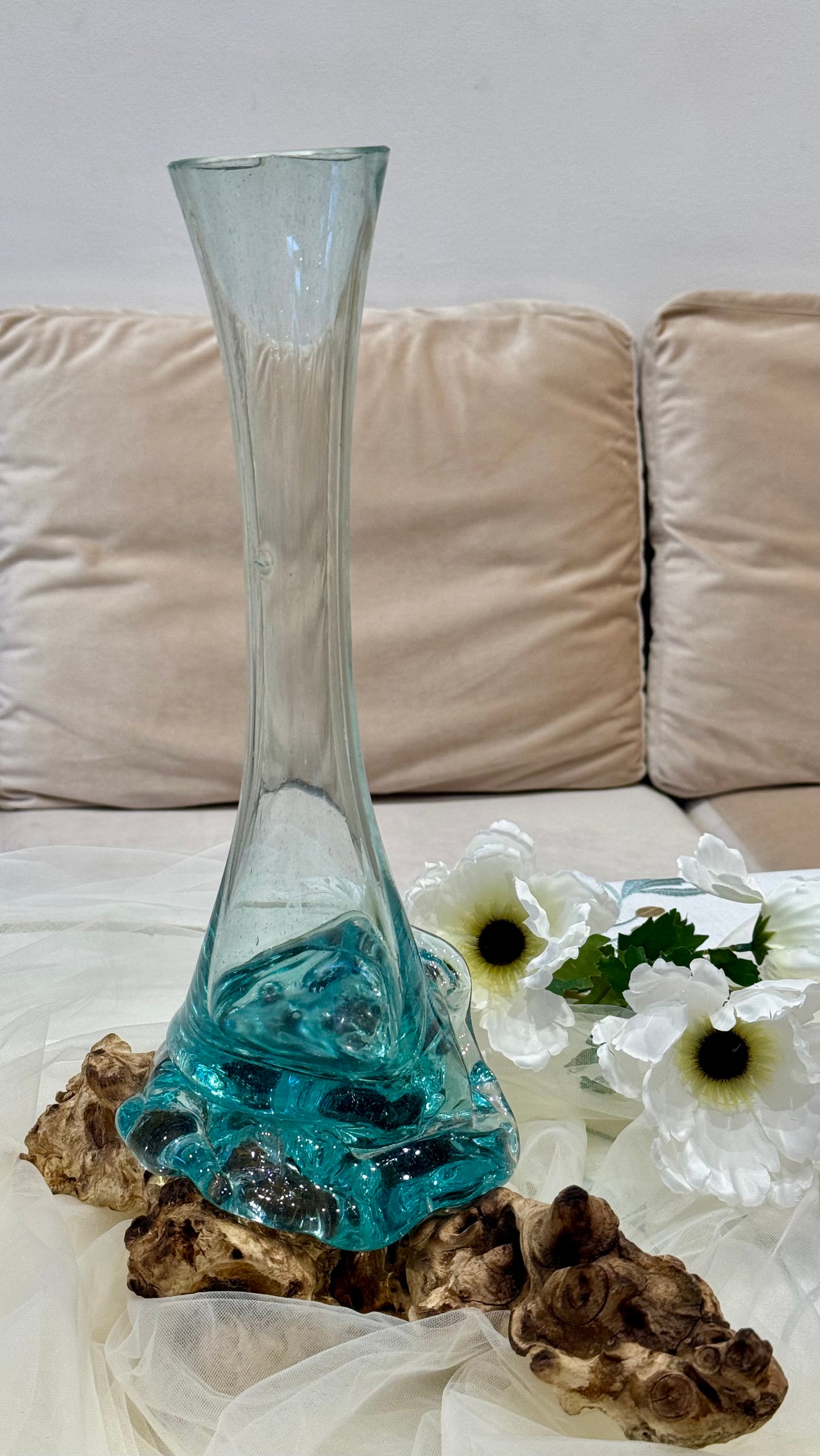 Tall Glass Form on Wood