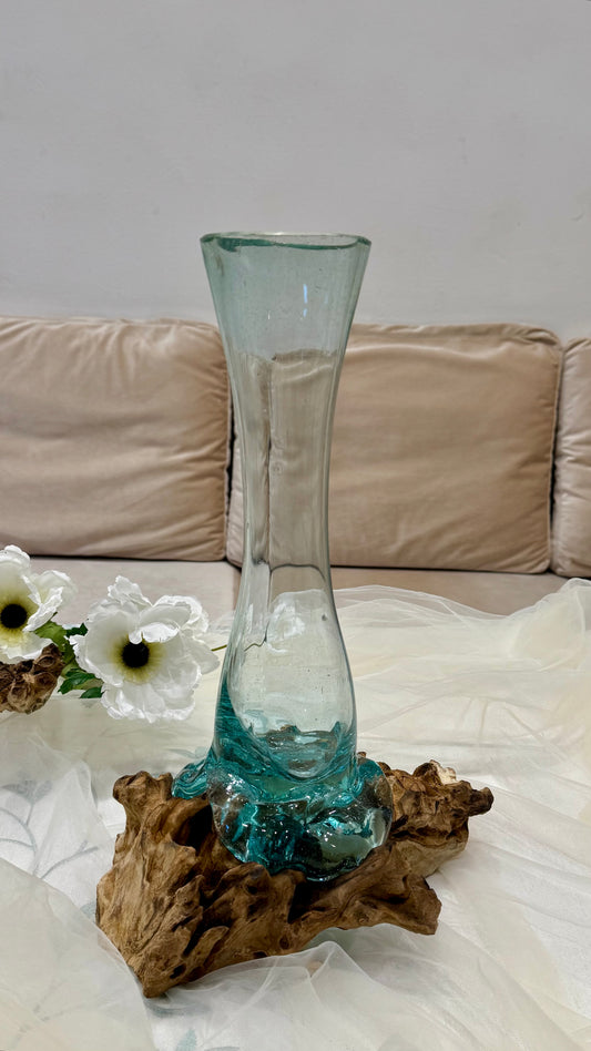 Tall Glass Form on Wood